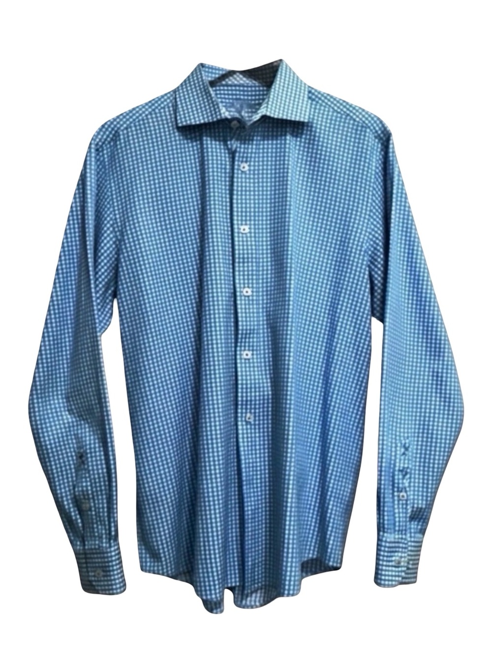 Bugatchi Blue & White Check Sport Shirt | Mercerized Cotton | Modern Luxury